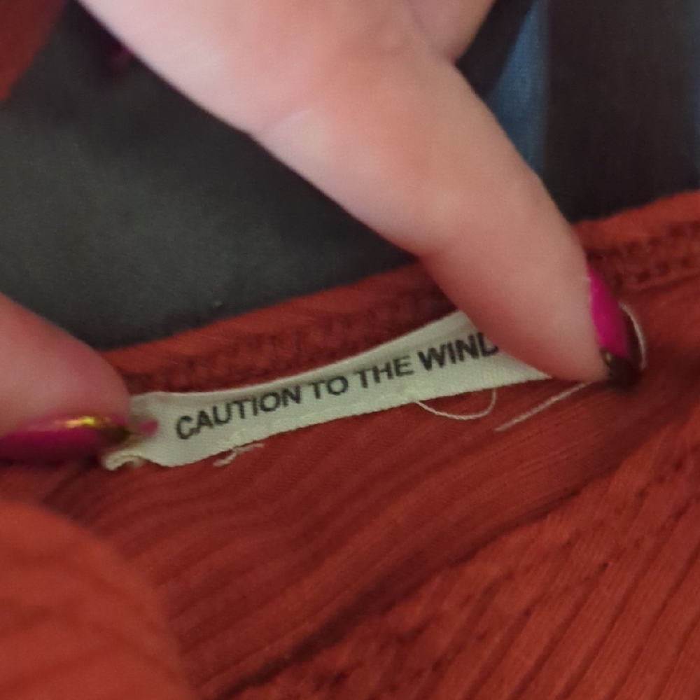 Caution To The Wind Rust Ribbed Button-Front Tank Top - Picture 2 of 3